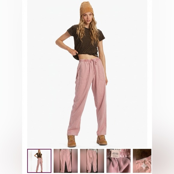 Billabong Pants - BILLABONG Beachy Keen Womens Casual Pants Dusty Peach Utility Drawstring